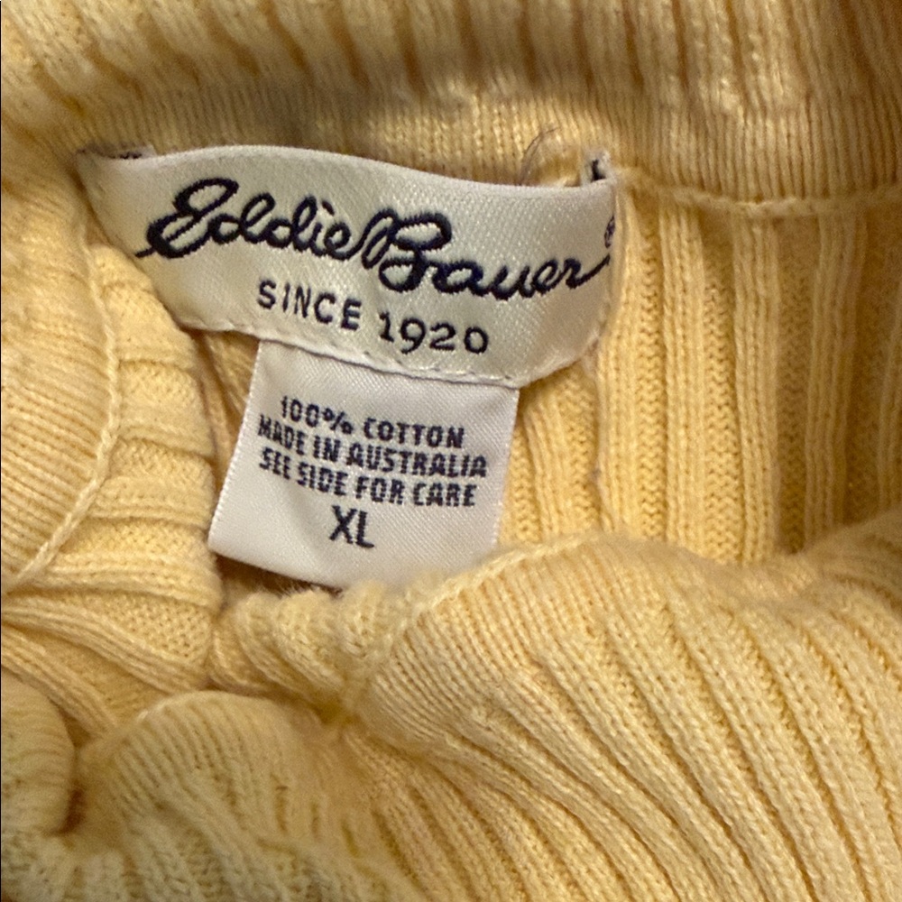 Eddie Bauer Soft Yellow Turtleneck Sweater - Picture 2 of 3